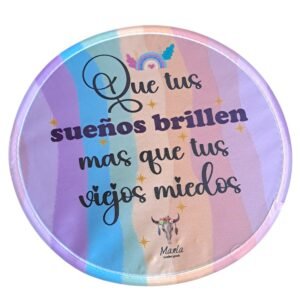 Abanico plegable estuche en cuero Que tus sueños brillen